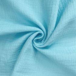 Ткань Муслин Жатый (Ширина 1,4м), цвет Небесно-голубой (на отрез) в Батайске