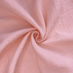 Ткань Муслин Жатый (Ширина 1,4м), цвет Нежно-Розовый (на отрез) в Батайске