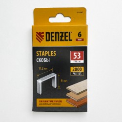 Denzel Скобы, 6 мм, для мебельного степлера, тип 53, 2000 шт.  в Батайске