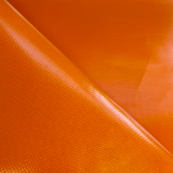Ткань ПВХ 450 гр/м2 (Ширина 1,6м), цвет Оранжевый (на отрез) в Батайске