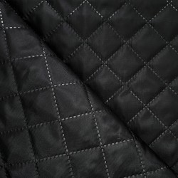 Стеганая подкладочная ткань с синтепоном (100гр/м2), цвет Черный (на отрез)  в Батайске