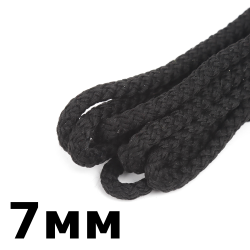 Шнур с сердечником 7мм, цвет Чёрный (плетено-вязанный, плотный)  в Батайске