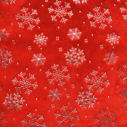 Ткань Искусственный Мех Коротковорсовый 190 гр/м2 (Ширина 150см), принт Снежинки на красном в Батайске